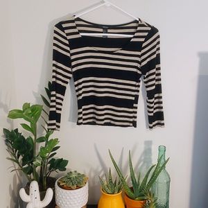 Forever 21 black and cream striped top